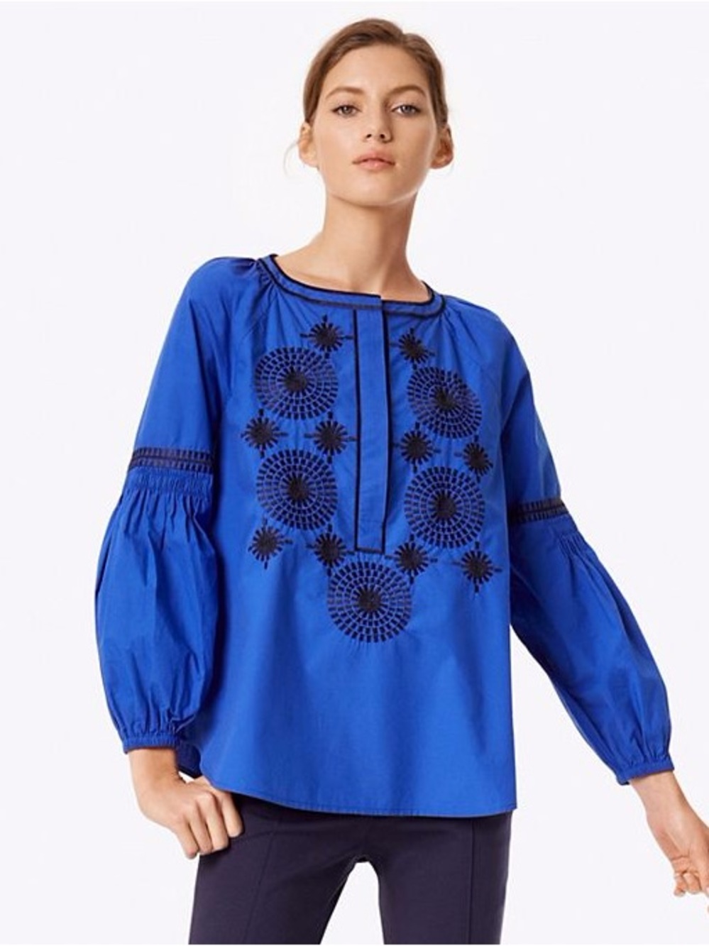 Tory Burch Aubrey Embroidered Poplin Top